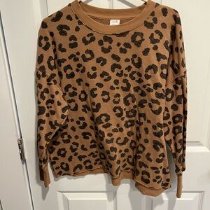 Cheetah Print Crew Neck Sweatshirt
